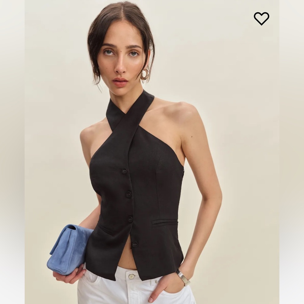 Reformation Black Halter Top